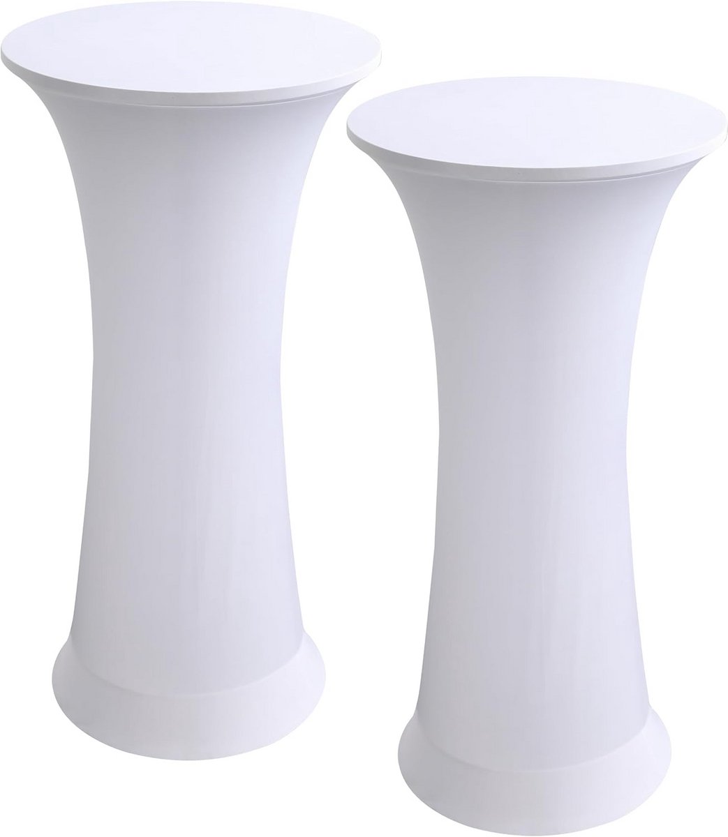 Set van 2 Elastische Ronde Bistrotafelhoezen - Stretchy Tafelkleed voor Cocktail- en Bartafels (Wit, Ø 60-65 cm)