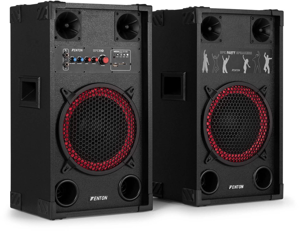 Actieve speaker set - Fenton SPK-110 - Party speaker - Met Bluetooth - Karaoke set - 10 inch