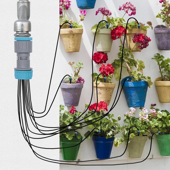 Druppelsysteem 10 druppelaars 16m micro-irrigatie kit automatische bewatering tuin planten groenten