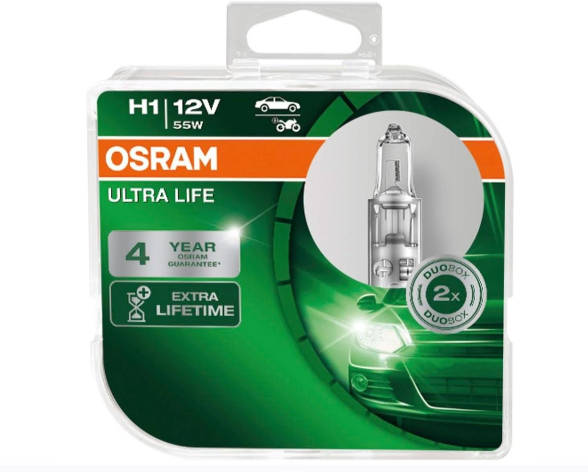 Set van 2 H1 Halogeen Koplampen 12V 55W - Ultra Long Life Autolampen
