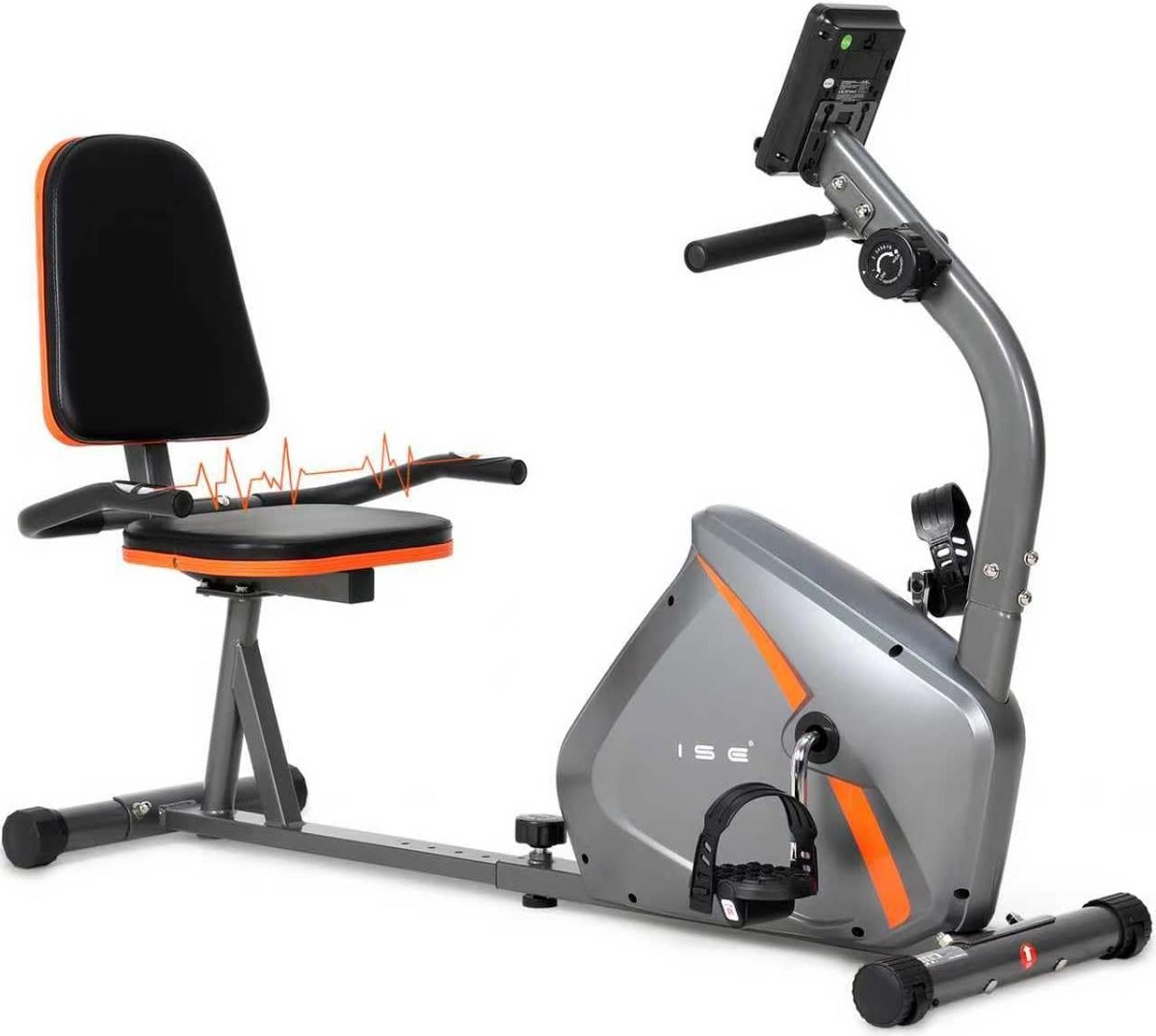 Ligfiets Hometrainer met Hartslagmeter - Verstelbaar & Stil Fitnessapparaat