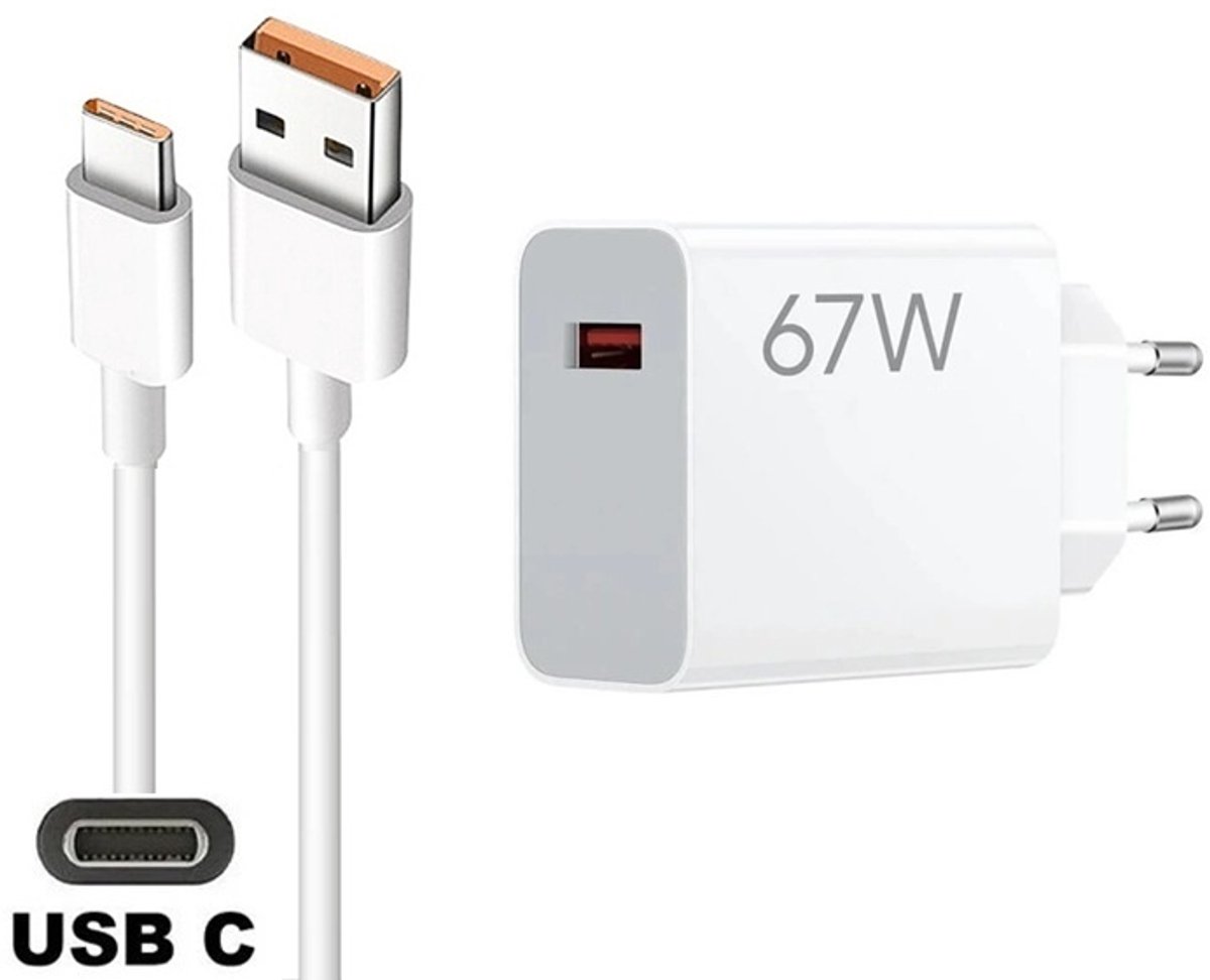 OneOne snellader + 1,2m sterke USB C kabel. 67W Quick Charge lader. Oplader adapter past op Huawei Nova Flip, Nova 11 SE, Nova 12i / 12 Lite / 12 Pro / 12S / 12SE / 12 Ultra, Nova 13 / 13i / 13 Pro, Mate 70 RS Ultimate, Y72