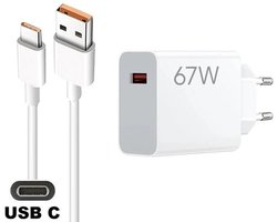 OneOne snellader + 1,2m sterke USB C kabel. 67W Quick Charge lader. Oplader adapter past op Huawei Nova Flip, Nova 11 SE, Nova 12i / 12 Lite / 12 Pro / 12S / 12SE / 12 Ultra, Nova 13 / 13i / 13 Pro, Mate 70 RS Ultimate, Y72