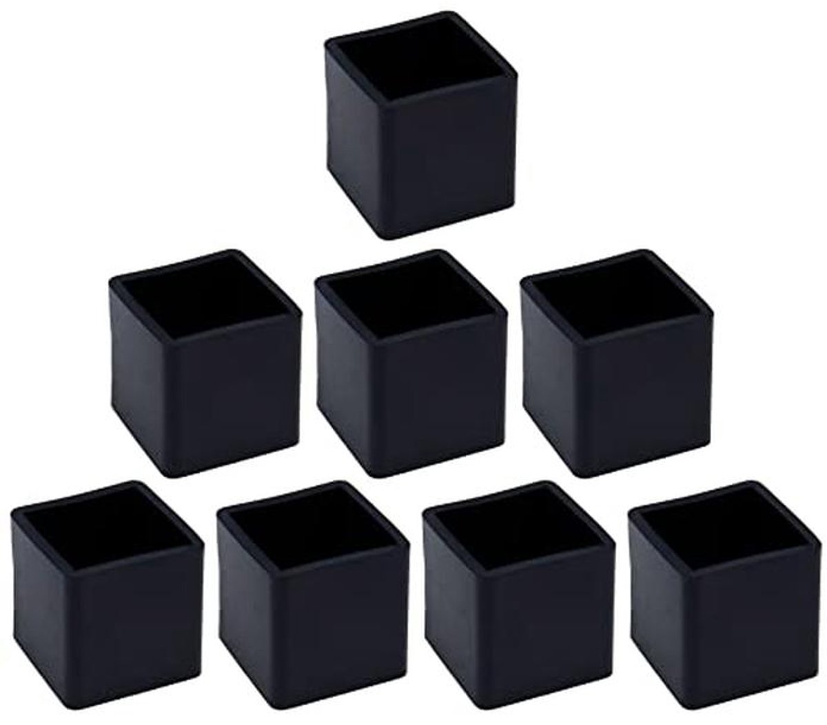 8 stuks stoelpootbeschermers voor vierkante stoelvoeten - Rubber vloerbeschermers 2x2 cm