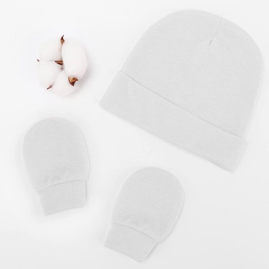 Zachte Katoenen Babymuts en Wantjes Set voor Pasgeboren Meisjes (0-6 Maanden) — afbeelding 2