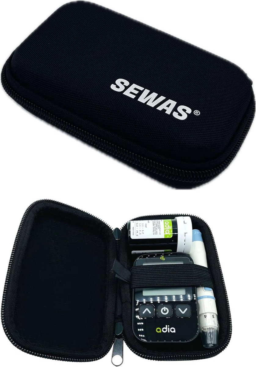 Robuuste Hardcase Tas voor Bloedsuikermeter en Accessoires met Riemsluiting