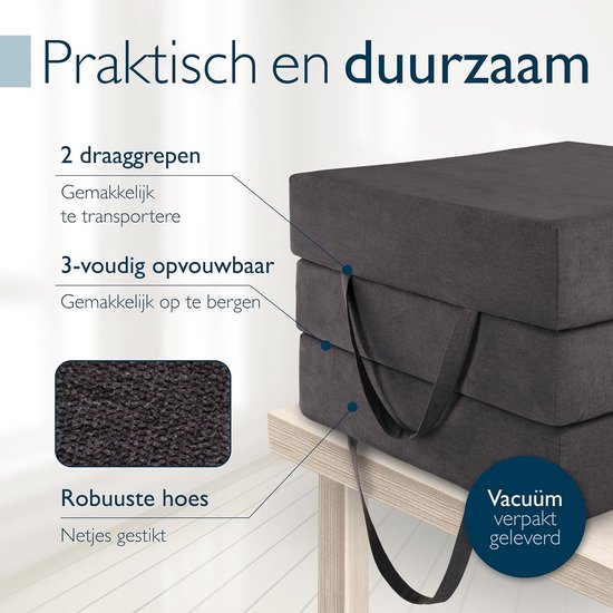 Inklapbaar Logeerbed 75x195cm met Dikke 14cm Geheugenschuim - Wasbare Optie van Merkloos — afbeelding 2