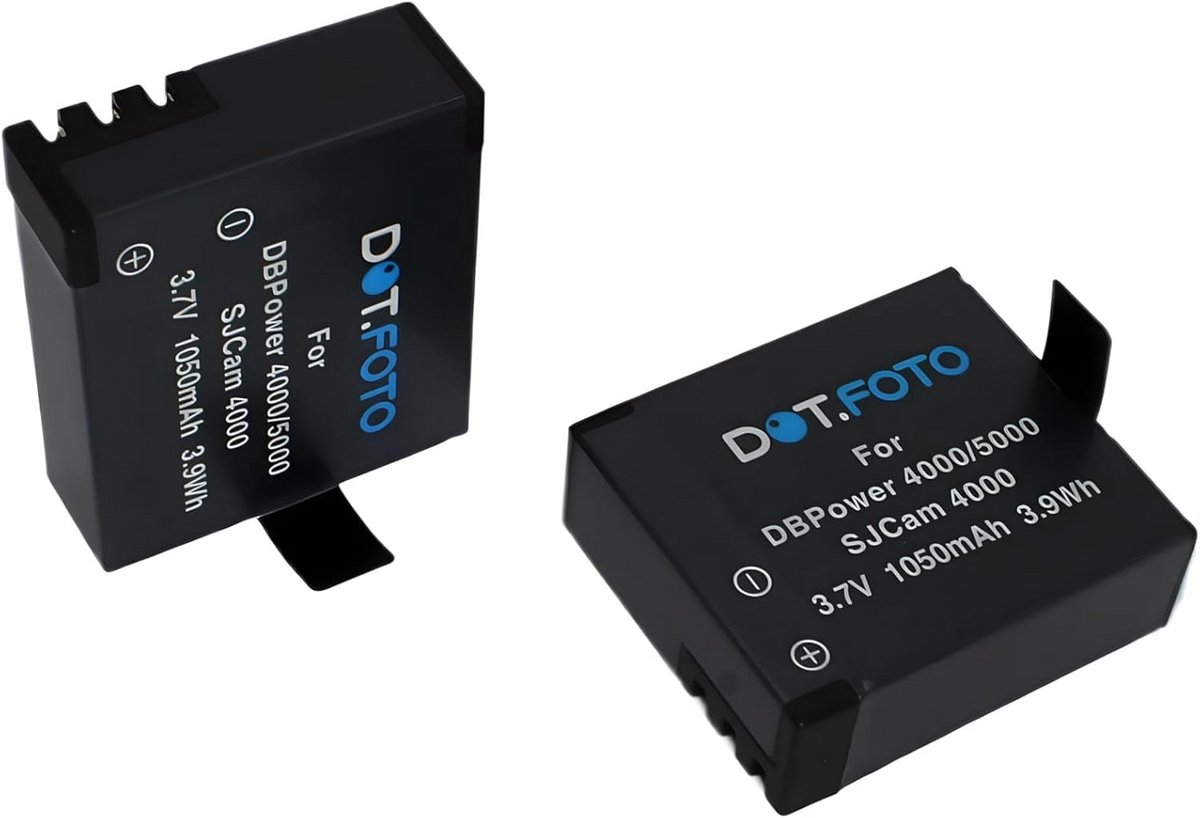 2x Professionele Oplaadbare Accu (1050mAh) voor Actiecamera's (SJCAM M10, SJ4000 serie)
