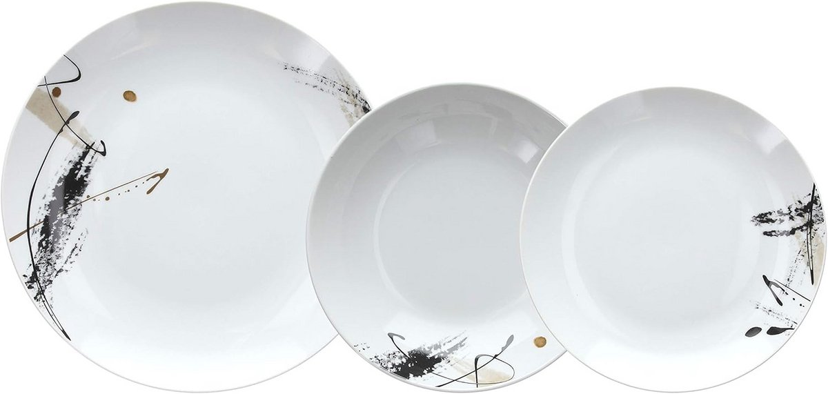 Porseleinen Diner Set voor 6 Personen, 18-Delig, Multicolor