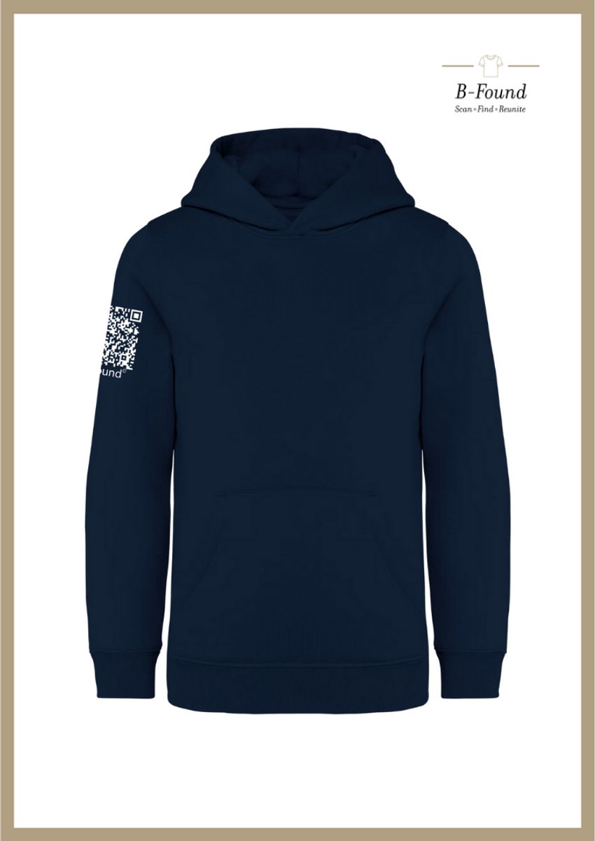 B-Found Hoodie met QR-code (zwart) – Slimme & Comfortabele Kinderkleding