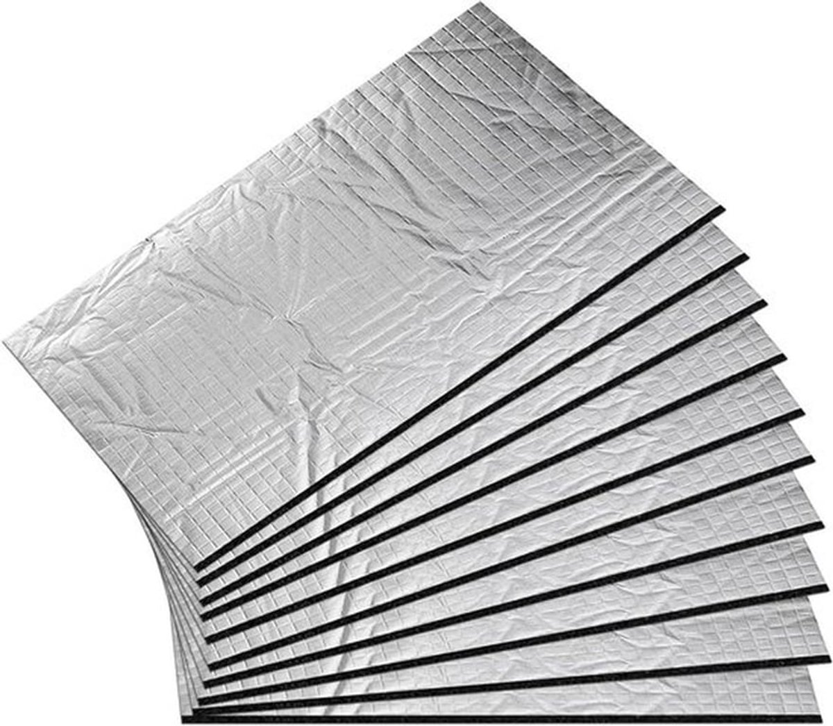 Aluminiumbutylplaten 10 stuks, isolatiemat 250x180x7mm, zelfklevend, waterdicht, vuurvast. Geluids- en warmte-isolatie voor woningen, kantoren en voertuigen.