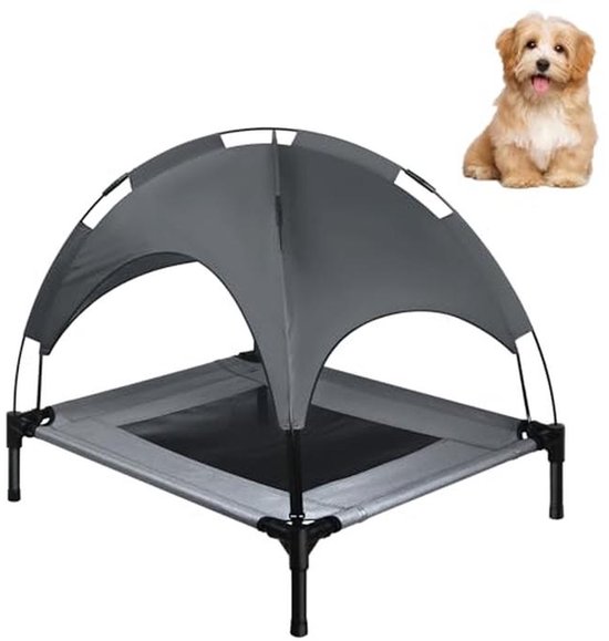 Wiltec hondenbed M voor honden tot 25 kg, ligbed met dak 76x60x16cm voor huisdieren, outdoor loungebed en strechter met zonnedak voor extra bescherming Wiltec hondenbed M voor honden tot 25 kg, ligbed met dak 76x60x16cm voor huisdieren, outdoor loungebed en strechter met zonnedak voor extra bescherming