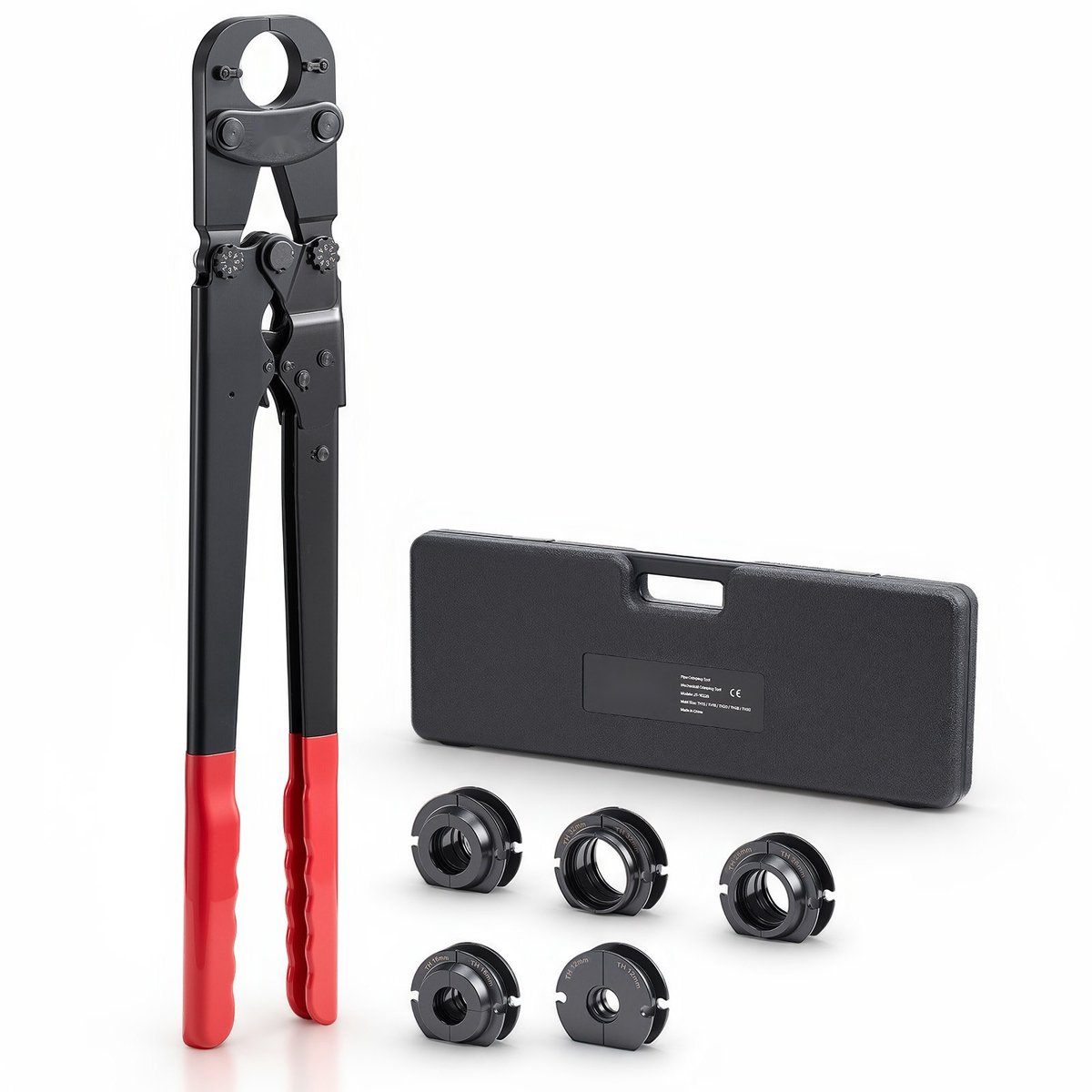 Pers-/krimptang voor PEX en meerlagenbuis - Handpers TH-profiel - Bekken 12/16/20/26/32 mm - Flexibele handgreep - Met koffer - Voor installatie en reparatie