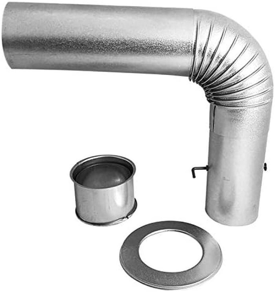 Aansluitset Kachelpijp 150 mm Diameter Rookkanaal Vuurgealumineerd Zilver