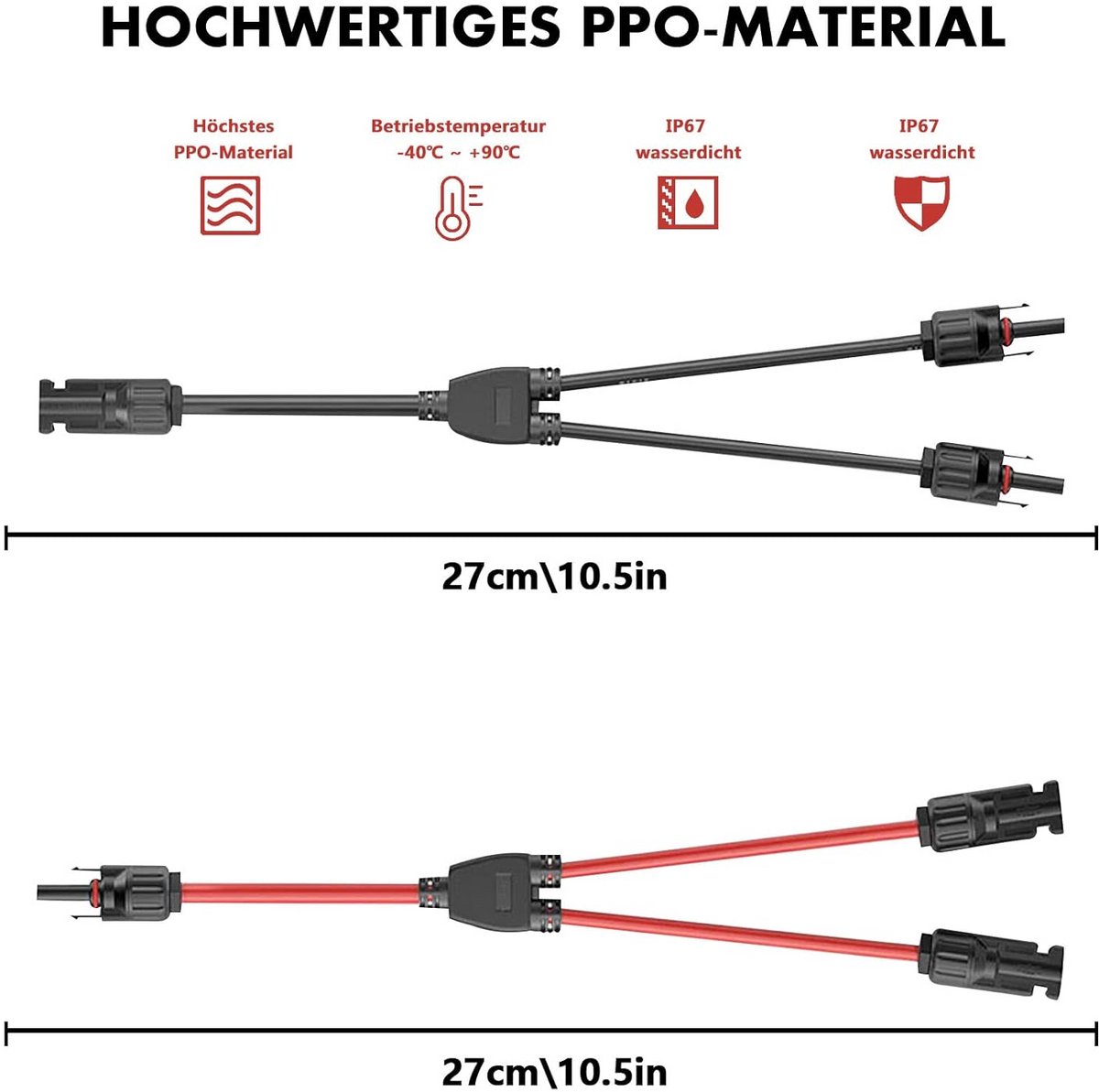 Y-Verdeler Kabel voor Zonnepanelen 10 AWG - Parallel Adapter PV Installatie