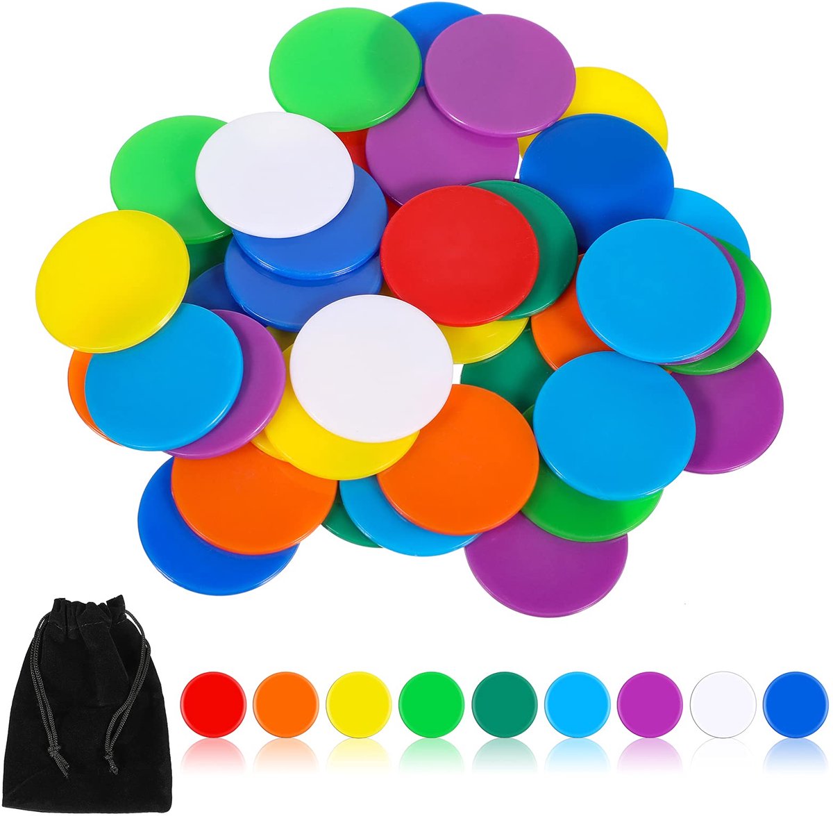 IMPERATORIS® Bingo Fiches - Telchips - Transparante Fiches voor Bingo en Tellen - Plastic Markeerfiches - Educatief Speelgoed - 2.5 cm - 40 Stuks - Meerkleurig