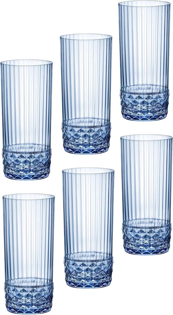 Set van 6 Koelglazen 48 cl - Blauw - Tempered Glass