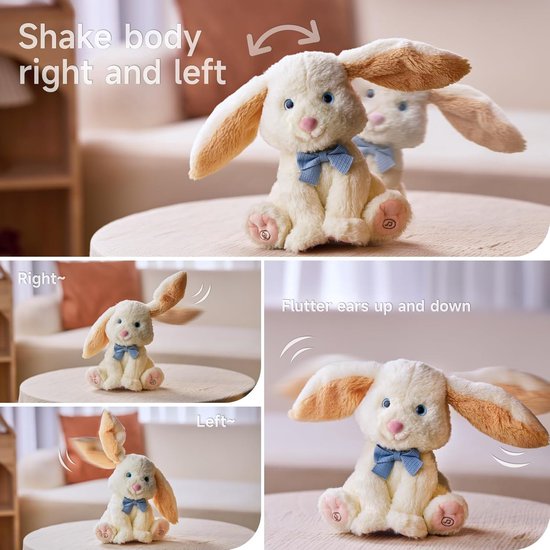 Sander Shop Kinderspeelgoed, konijnenspeelgoed, knuffeldier, haas, elektrisch pluche dier, sprekende zingende interactieve pluche dieren, babyspeelgoed, cadeau voor meisjes vanaf 1 2 3 jaar van Sander Shop — afbeelding 2