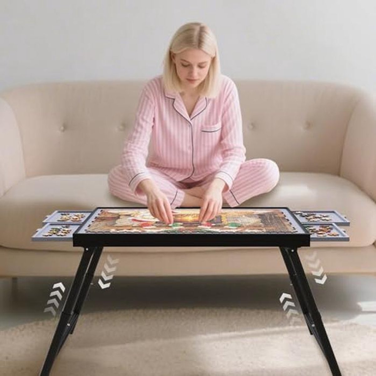 Hoogte Verstelbare Puzzeltafel met Laden - Opvouwbare 3-in-1 Oplossing voor Puzzelaars - Geschikt voor 1500 Stuks