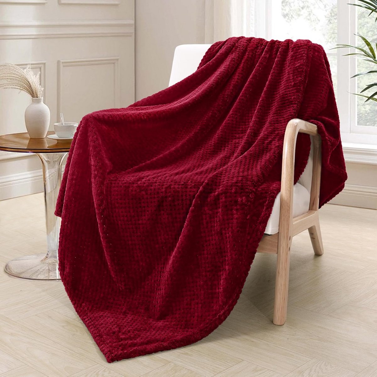 Extra Grote Fleece Deken Warm en Zacht - Bordeauxrood - 130x170 cm - Pluche Bankplaid en Beddeken
