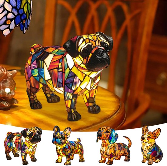 Ynkkvre - Nachtlampje met kat en hond - LED-nachtlampje met katmotief - Retro tafellamp van gebeitst hars - Handgemaakte 3D-lamp - Warm licht - Lamp met warm licht - Energiezuinige LED-technologie - Handgemaakt van duurzaam hars - Zee Schildlamp van Ynkkvre — afbeelding 5