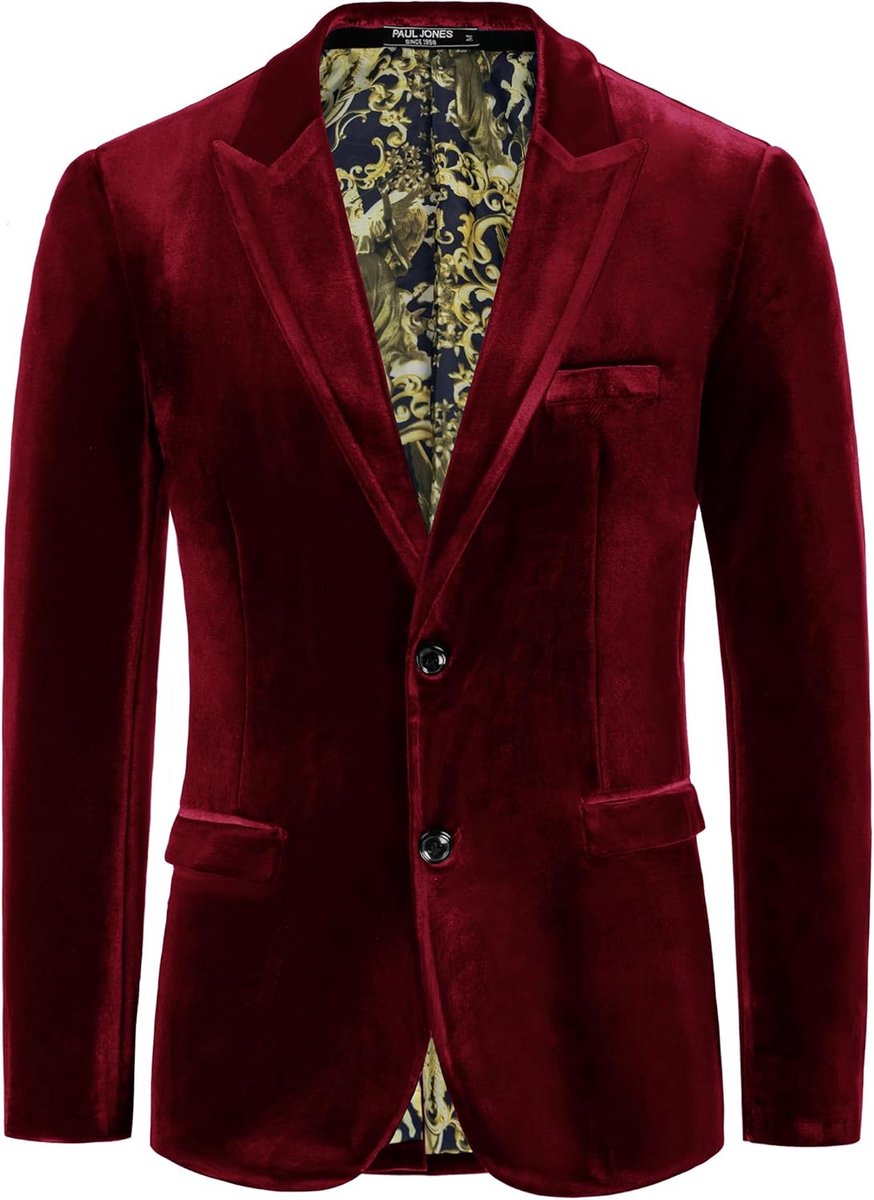 Luxe fluwelen blazer voor heren met twee knopen voor feesten en formele gelegenheden