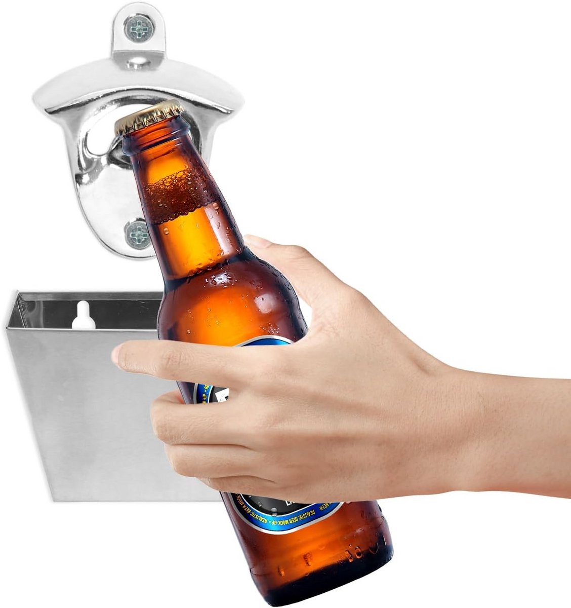 Wandflesopener met Dopjesvanger voor Keuken en Bar