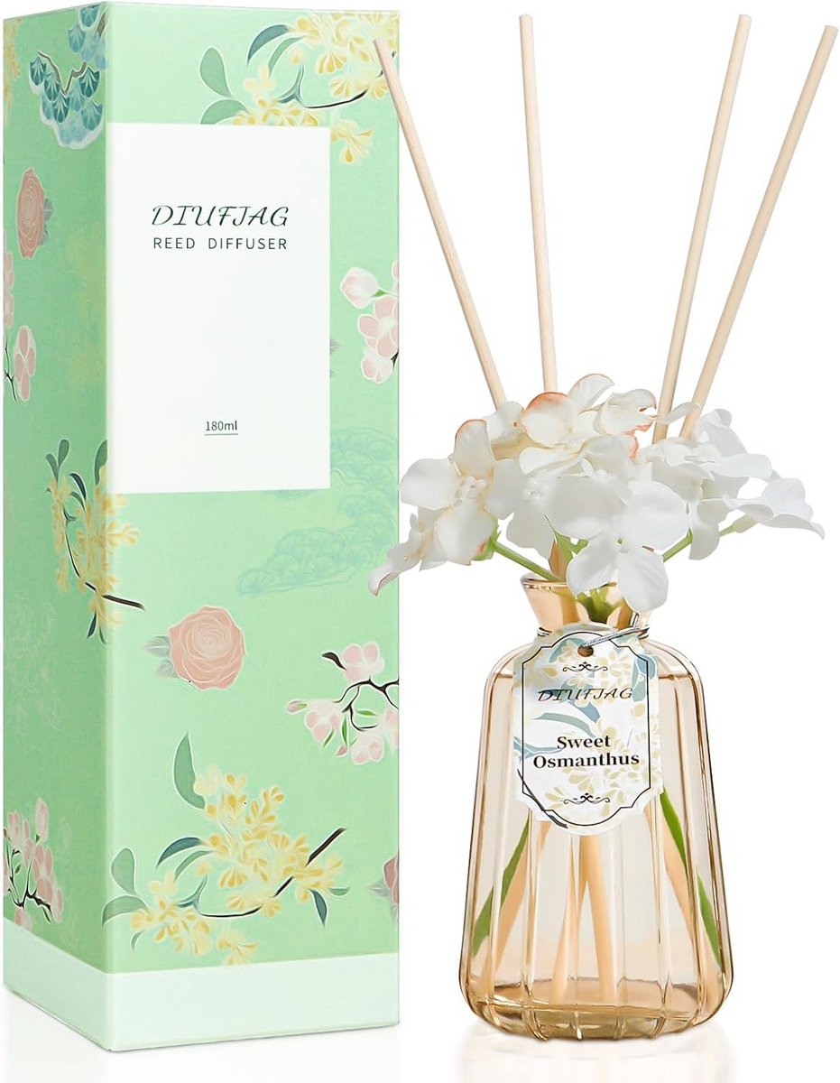 Geurstokjes met 8 rieten diffusers, huisgeur voor slaapkamer, kantoor en badkamer, 180 ml