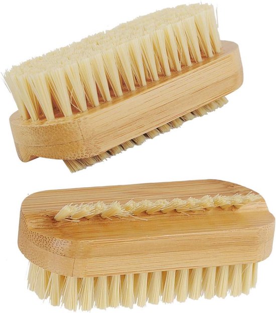 Nail Brushes - 2 Pieces - Wooden Nail Brush voor Hand Wash - Natuurlijke Borstel - Fingernail Cleaning Brush Set - Dubbelzijdige Borstel voor Manicure - Pedicure en Hand Care (9.5cm)