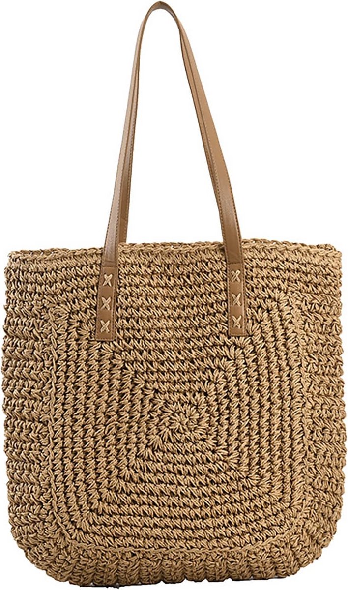 Grote Riet Schoudertas Dames - Handgeweven Zomer Strandtas - Boheemse Shopper