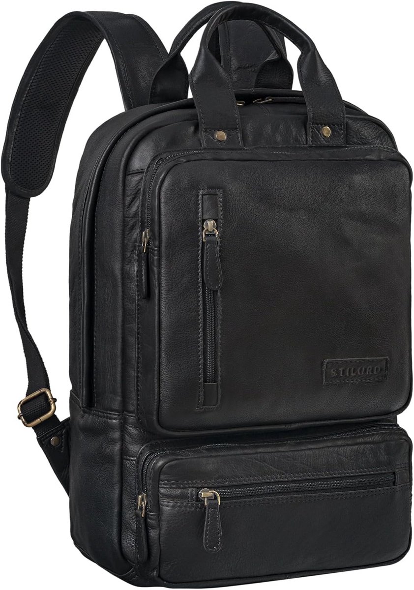 Ruime Vintage Leren Rugzak voor Laptop 15.6 inch en DIN A4 Documenten