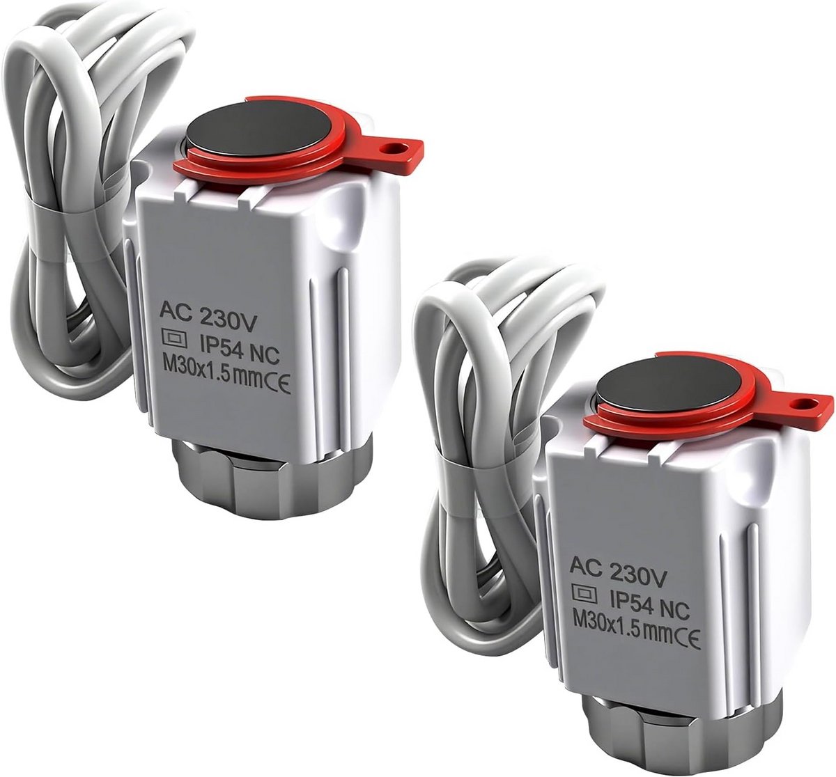 Stelmotor voor Vloerverwarming 230V - Stroomloos Gesloten - M30x1.5 - Geschikt voor Diverse Verdelers (Set van 2)