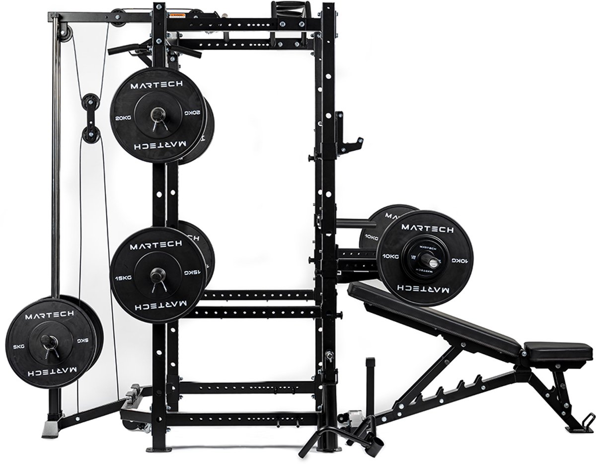 Martech M1 – Power Rack / Power Cage – Inclusief Attachments – Heavy-Duty Staal – Modulair & Uitbreidbaar thumbnail 5