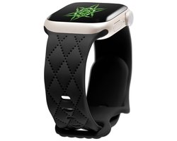 Geschikt voor Apple Watch S9/11: een ultrastijlvolle band met siliconen textuur en vlindersluiting, geschikt voor maten 42/44/45/49 mm.
