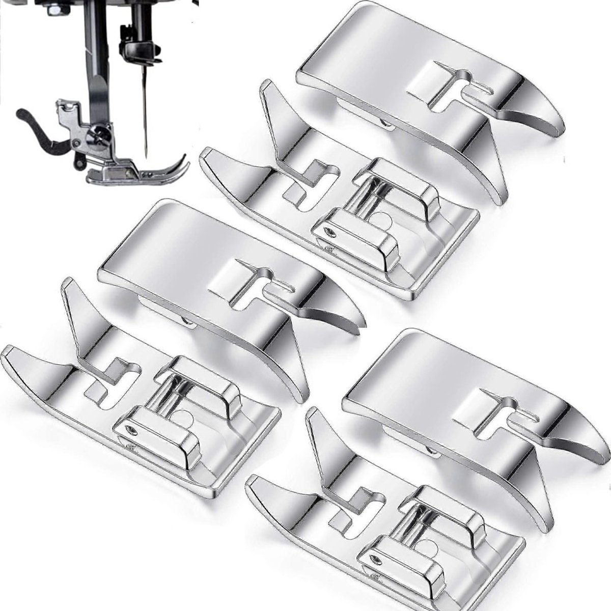 Naaivoetjes Set - 6 Stuks - Naaimachine Voetjes - naaivoetjes universeel set - Zigzagvoet - Naai Accessoires - Geschikt voor alle singer Brother Janome en babylock naaimachines met lage schacht - Universele - 3.3 x 1.5 CM - Zilver