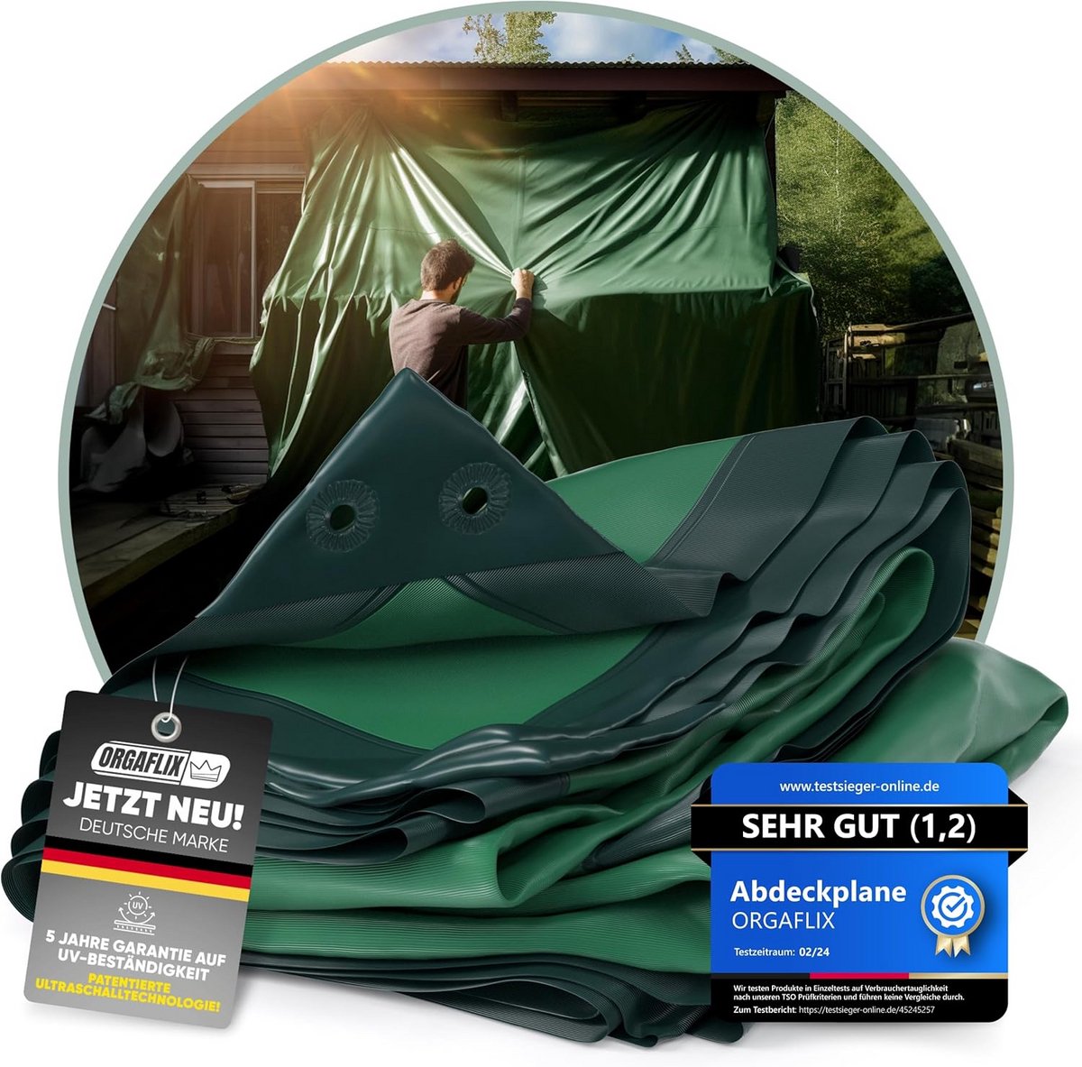 Waterdicht Afdekzeil 3x4m - Extreem Scheurvast & UV-Bestendig Zeil met Oogjes voor Tuinmeubels, Hout en Camping