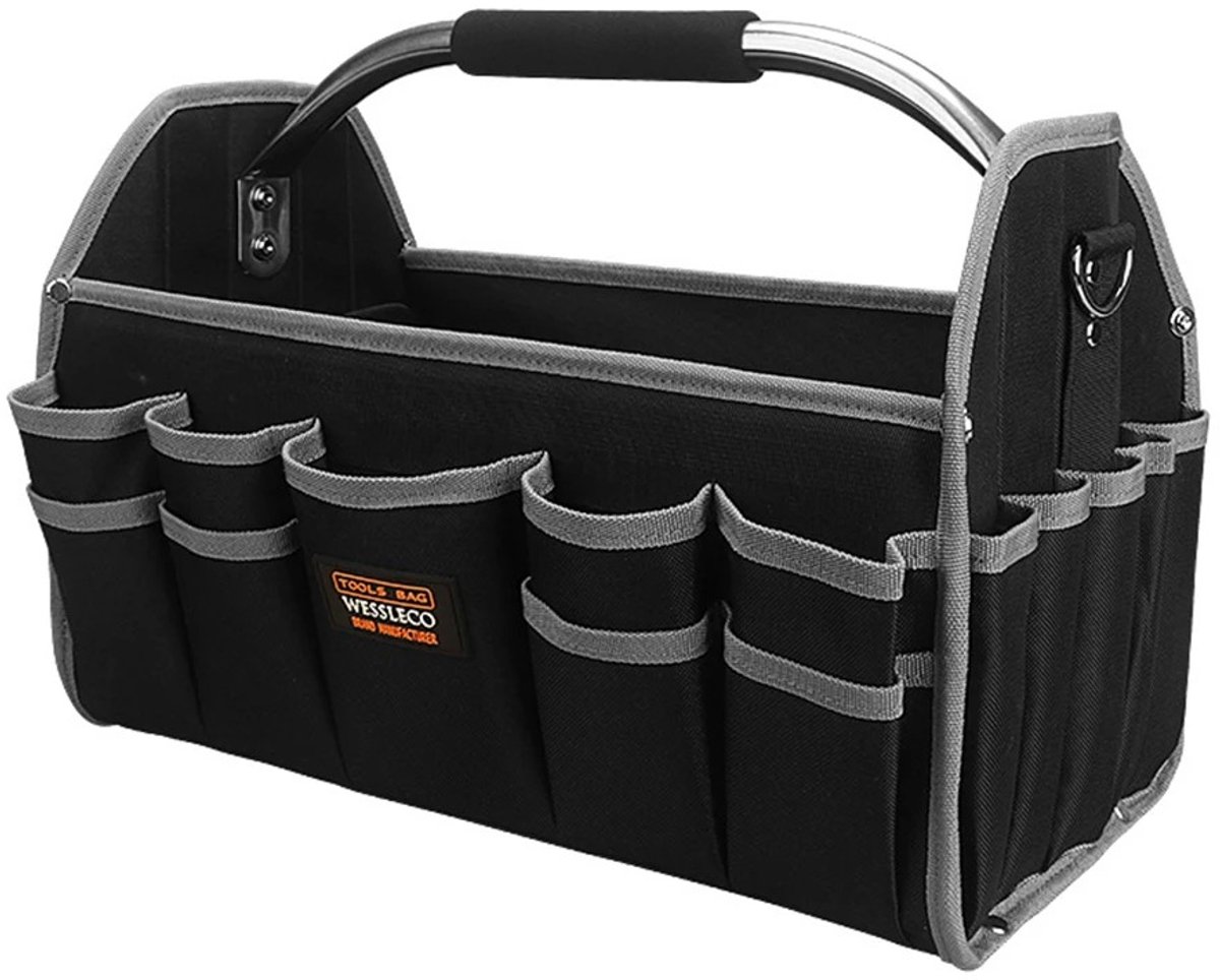 Homtas Open Gereedschapstas - XL 41×22×27cm - Meerdere vakken, verstelbare schouderbanden