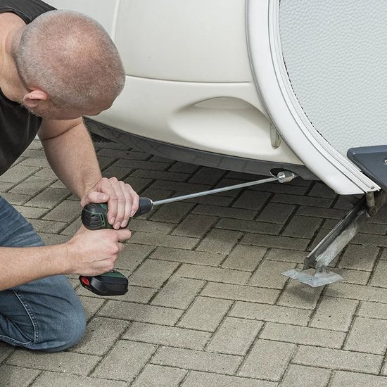 ProPlus Verlengadapter - 44 x 1.9 cm - Hoeksteun Uitdraaihulp - Pootuitdraaisteunsleutel - Geschikt voor bijna elk type caravan - Uitdraaisteun - Zilver van Merkloos — afbeelding 3
