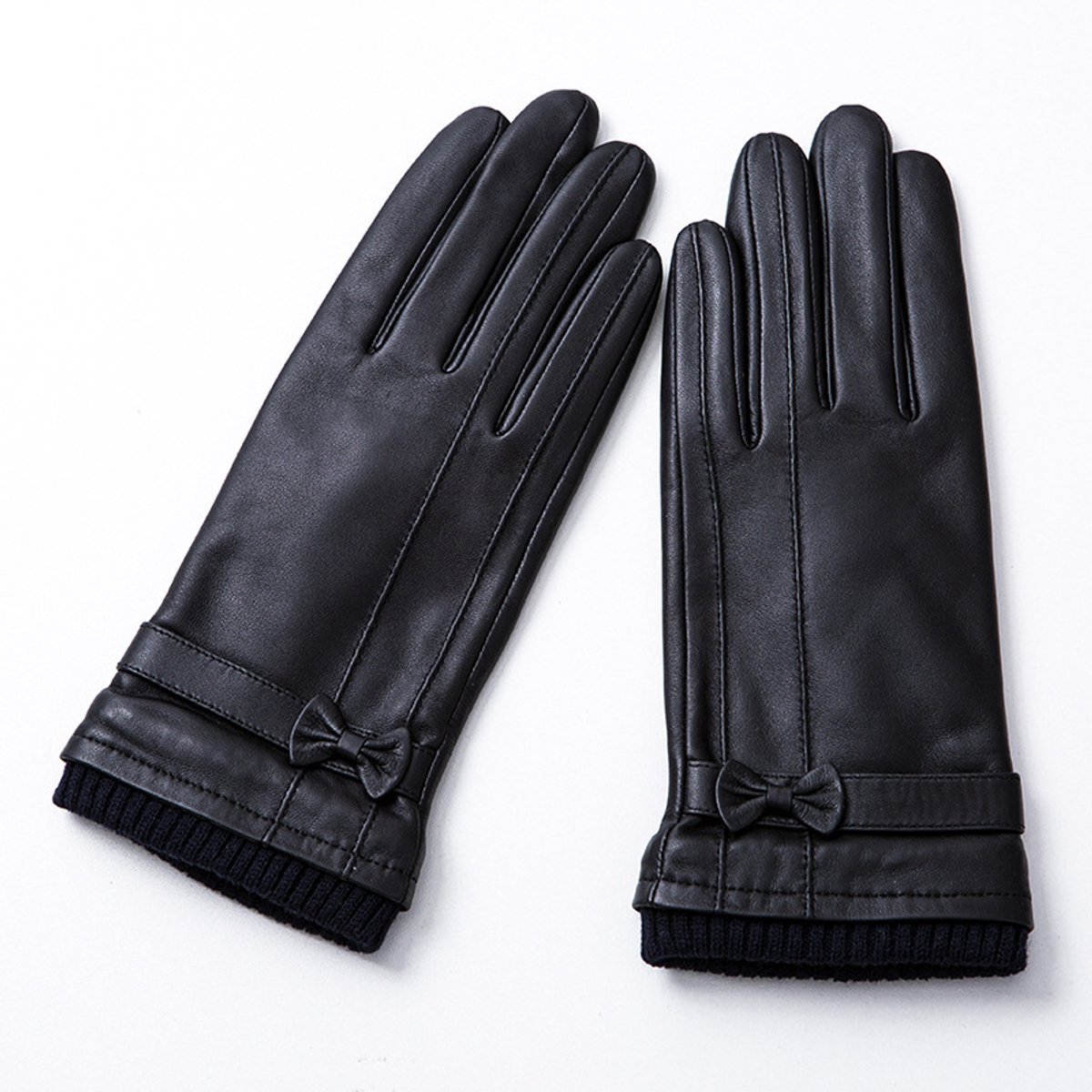 MDUG Echte leren handschoenen - Maat M - Zwart - Extra zachte voering - Warme dameshandschoenen van lamsleer - Touchscreenhandschoenen - Stijlvolle winddichte fiets- en motorhandschoenen