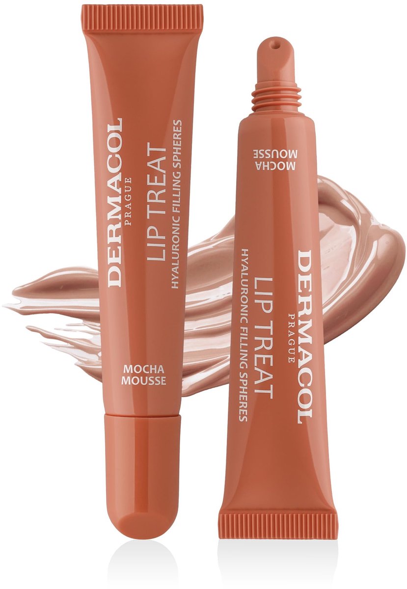 Dermacol Lip Treat Hyaluronic Lip Balm - Vegan Hydratatie - Glossy Tint - Mocha Mousse - Plumping Effect - Olive Oil Nourishing