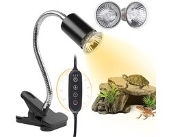 GELLDG Schildpaddenverwarming - UVA/UVB-lamp voor reptielen - E27 zonnebadverwarming - Uitgerust met 25W + 50W - Verwarming voor reptielenterraria - Geschikt voor schildpadden, slangen en hagedissen