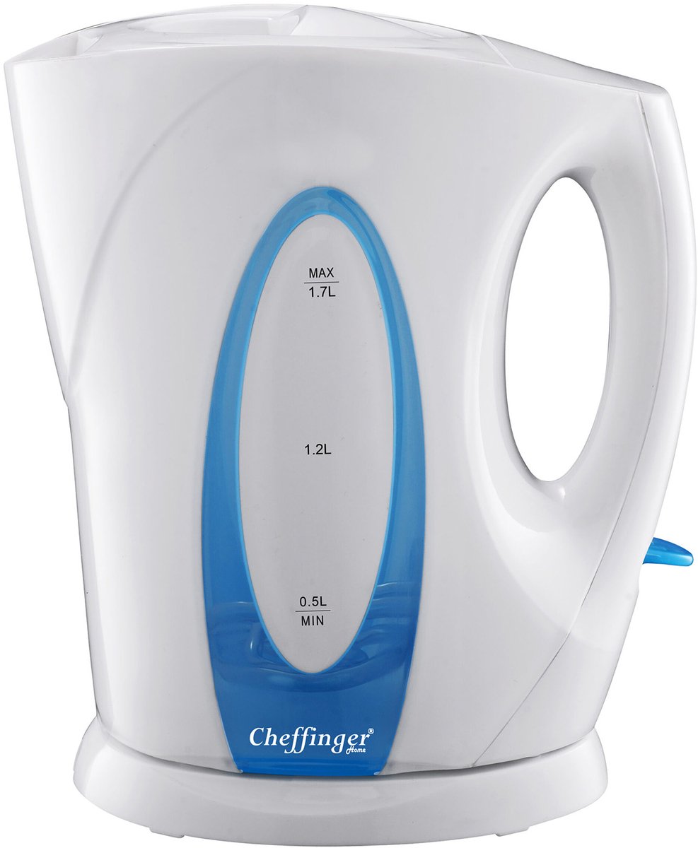 Cheffinger, Elektrische Waterkoker 1,7L Draadloos Veilige Vergrendeling, Wit