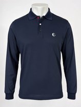 Gentlemen - luxe polo piqué pour hommes - manches longues - bleu foncé - taille M