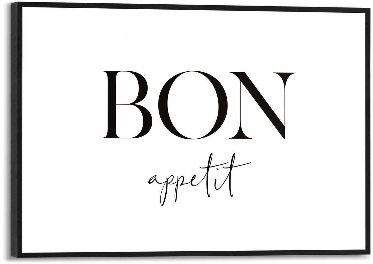 REINDERS Schilderij Bon Appetit - 20 x 30 - Hout - REINDERS Zwart-Wit Zwart