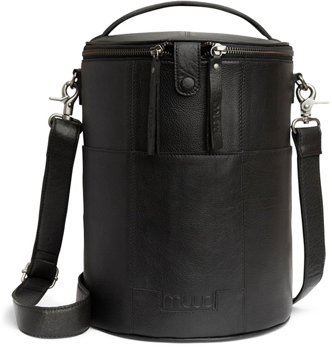 MUUD - Saturn XL - Luxe lederen ronde tas - Black