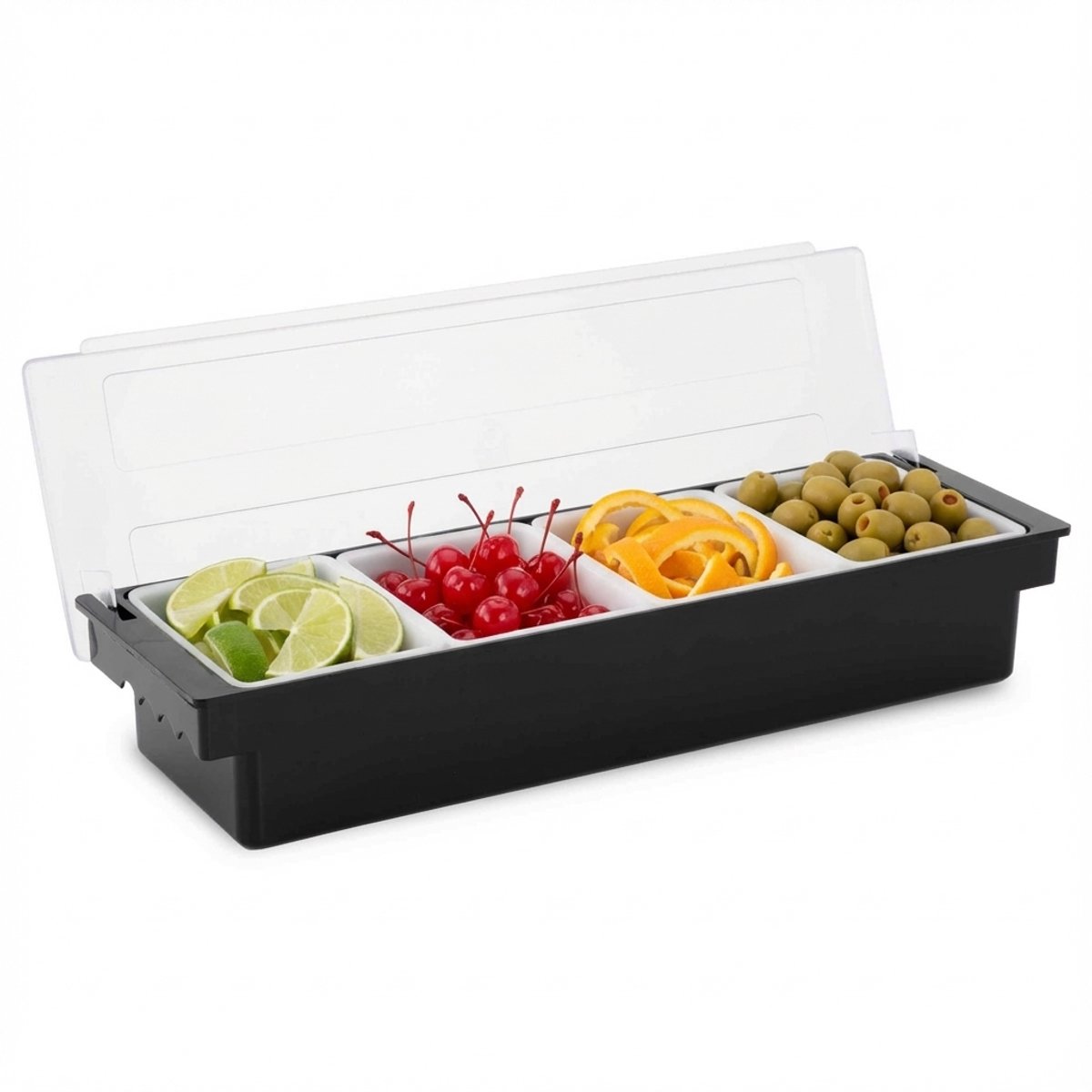 HCB® - Professionele Horeca Ingredientenhouder - Garneerunit met 4 bakken - Cocktail Ingrediëntenbak - Ingrediëntencontainer - 1 kg - 5861