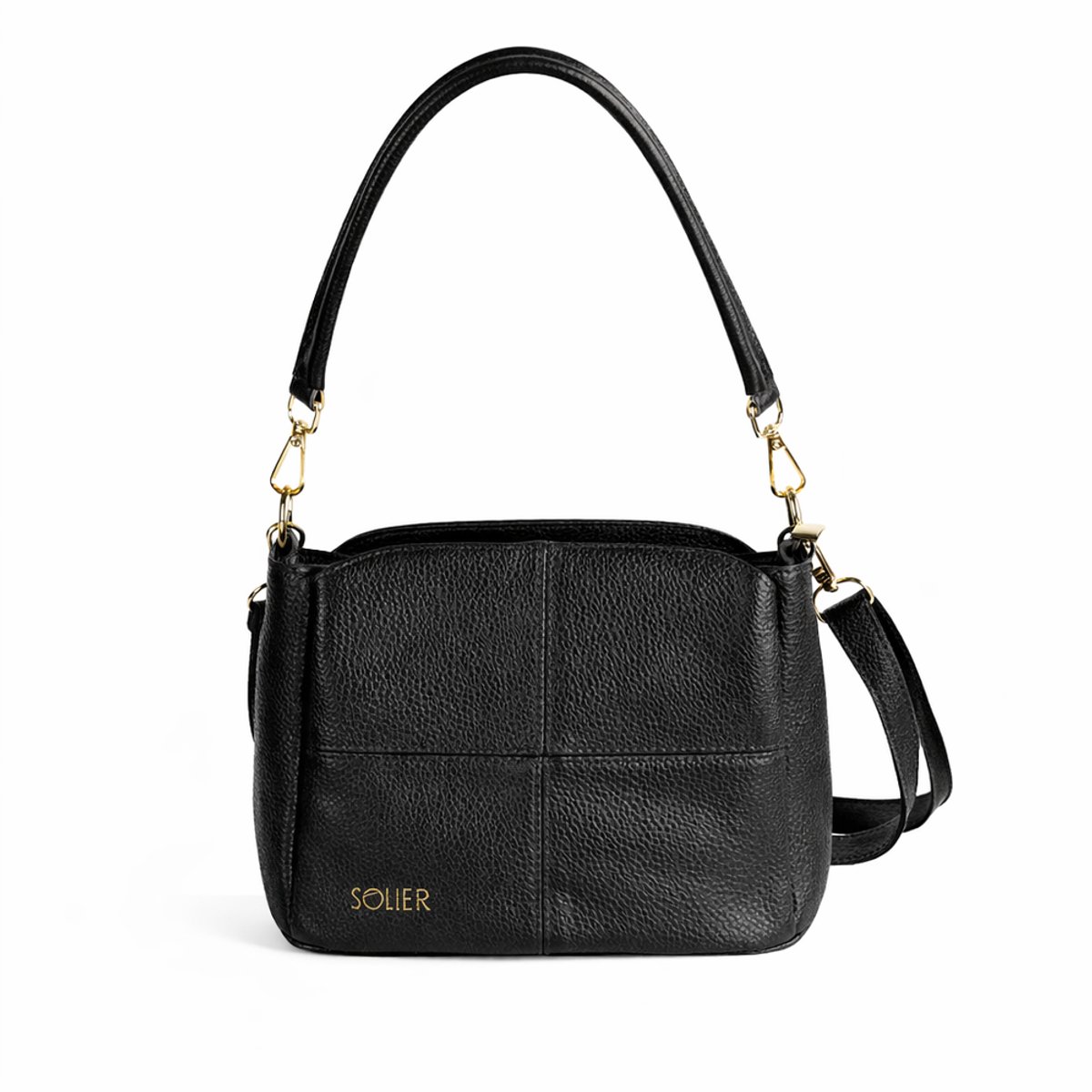 Solier FL50 CASSIA – crossbody damestas – natuurlijk leer – verstelbare schouderband – zwart