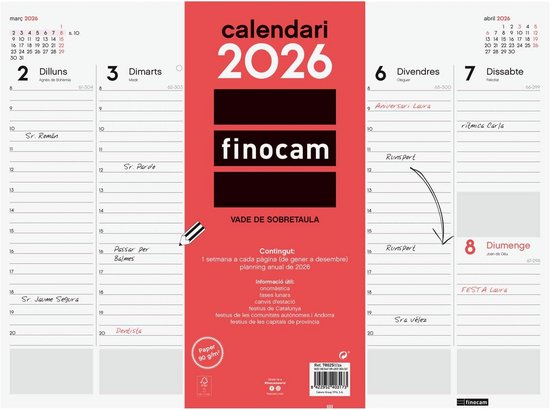 Finocam Agenda A4 2026 - Personaliseerbaar met Spiraalbinding