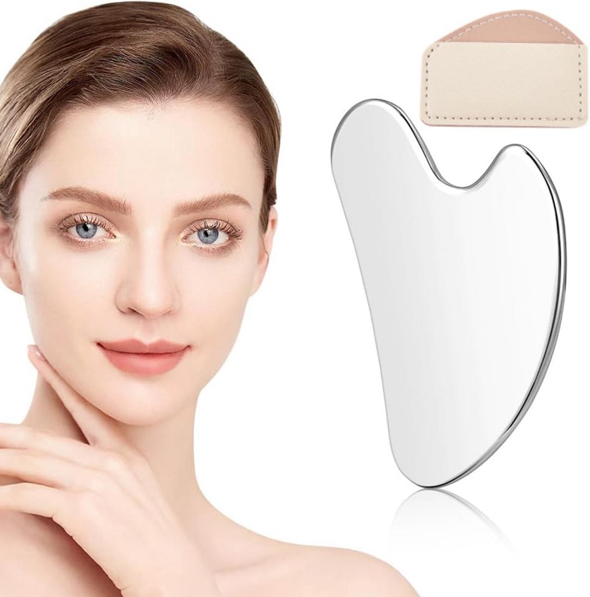 Gua Sha Schraper Hartvorm RVS - Gezichtsmassage & Lymfedrainage