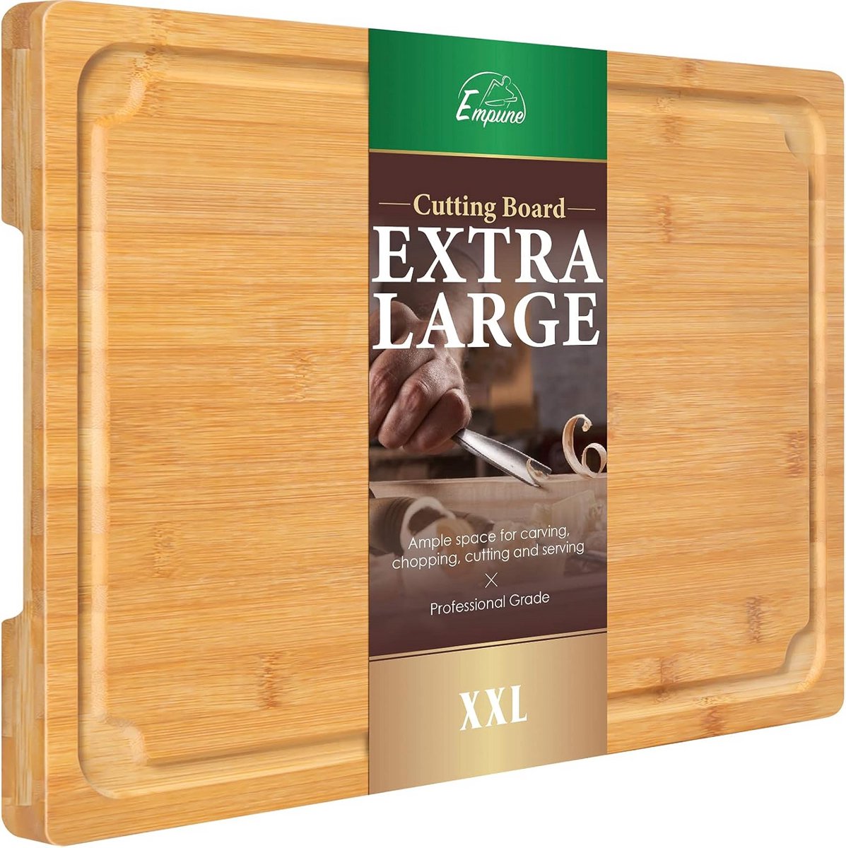 XXL Houten Snijplank van Bamboe met Sapgoot en Handvatten